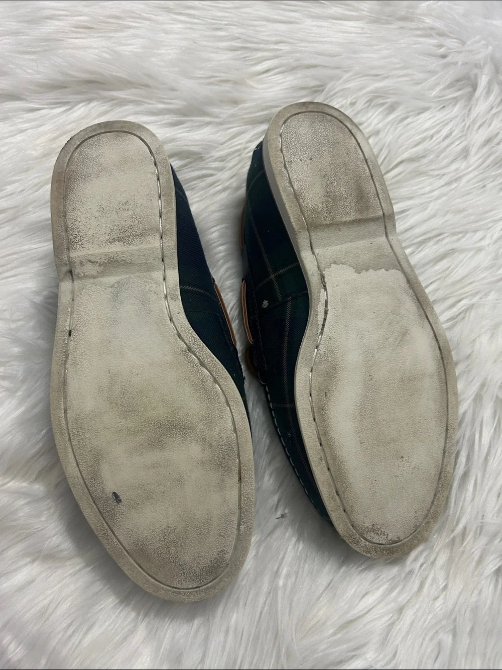 Club Room Navy and Green Plaid Boat Shoes size 9